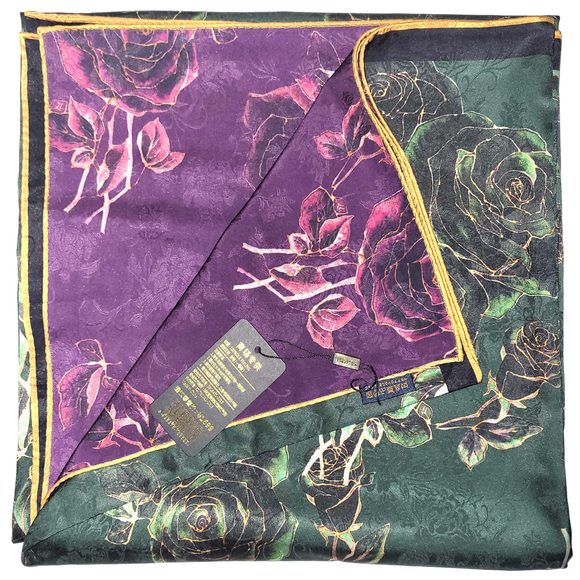 NWT Double Sided Silk Scarf 52"x52" Large Square Shawl Wrap XiangYunShal 2226 - Picture 6 of 11